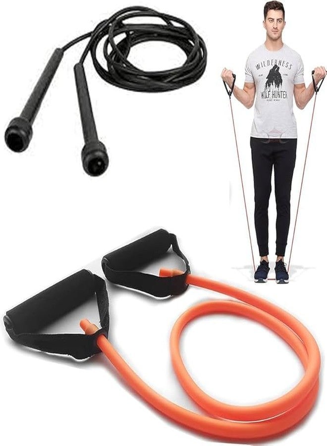 RPC99 Resistance Tube Heavy Quality Exercise Band for Stretching, Full Body Workout, Home Gym and Toning for Men, Women and Skipping-Rope Jump Skipping Rope Combo - Image 1