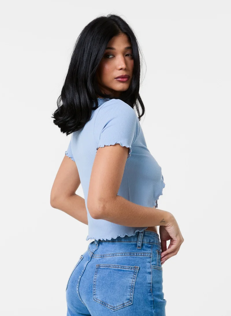 Pink Vanilla Lettuce Hem Tie Front Top