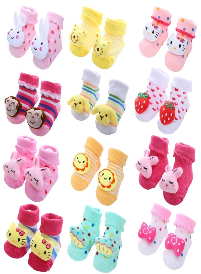 Kidbee Baby Colourful Cartoon Socks Ankle length (0-12 Months) (Girls Multicolor, 3) - Image 3