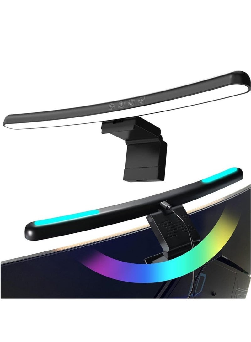 Arabest أضواء شاشة LED لمراقبة RGB للعناية بالعين، شريط LED لمراقبة الكمبيوتر، مصباح مكتب موفر للمساحة مع خاصية التعتيم التلقائي للاستخدام في المنزل/المكتب/الدراسة/الألعاب (شاشة منحنية) - Image 1