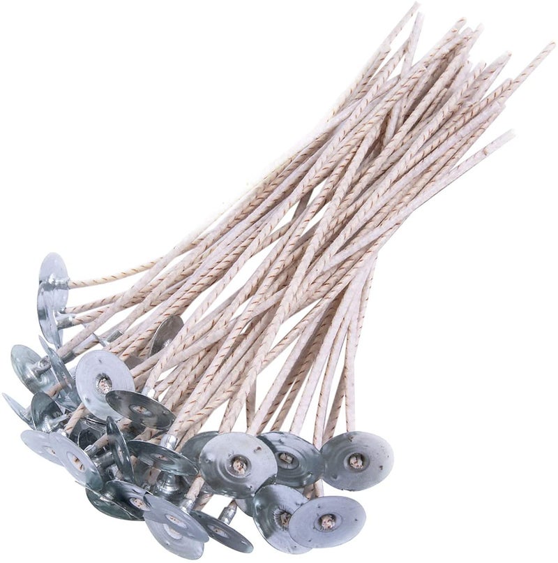 GSXRB 100pcs ECO12 Wicks for Soy Candles, 8 inch Pre-Waxed Candle Wick for Candle Making,Thick Candle Wick with Base - Image 1