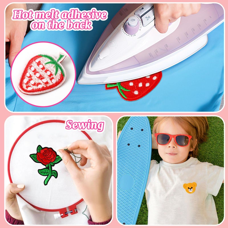 AUGSUN 36pcs Cartoon Embroidered Patches Random Assorted Styles Cute Theme Iron on Patches DIY Sew Applique Repair Patch Cute Preppy Sew on Patches for Backpacks Pants Clothes Jeans - Image 5