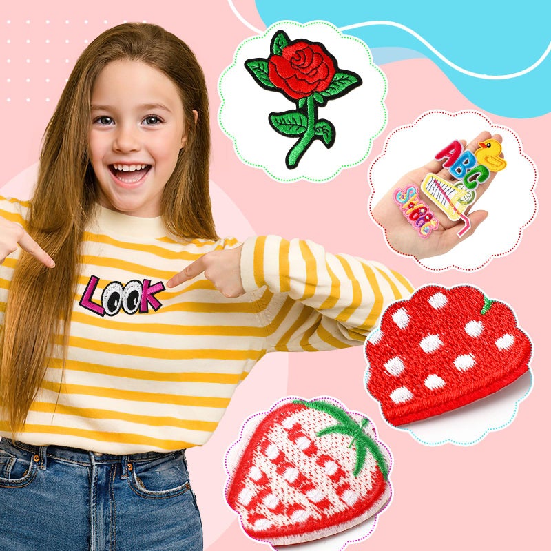 AUGSUN 36pcs Cartoon Embroidered Patches Random Assorted Styles Cute Theme Iron on Patches DIY Sew Applique Repair Patch Cute Preppy Sew on Patches for Backpacks Pants Clothes Jeans - Image 4