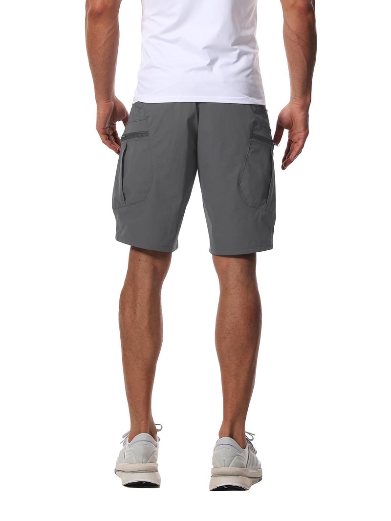 AUTIWITUA Men's Hiking Cargo Shorts Quick Dry 9" Lightweight Tactical Work Shorts with Pockets(No Belt) Dark Grey - Image 2