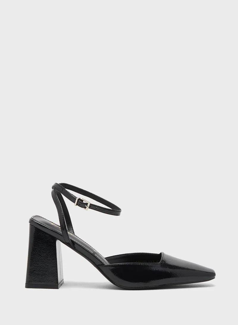 ELLA High Block Heel Pump With Ankle Strap