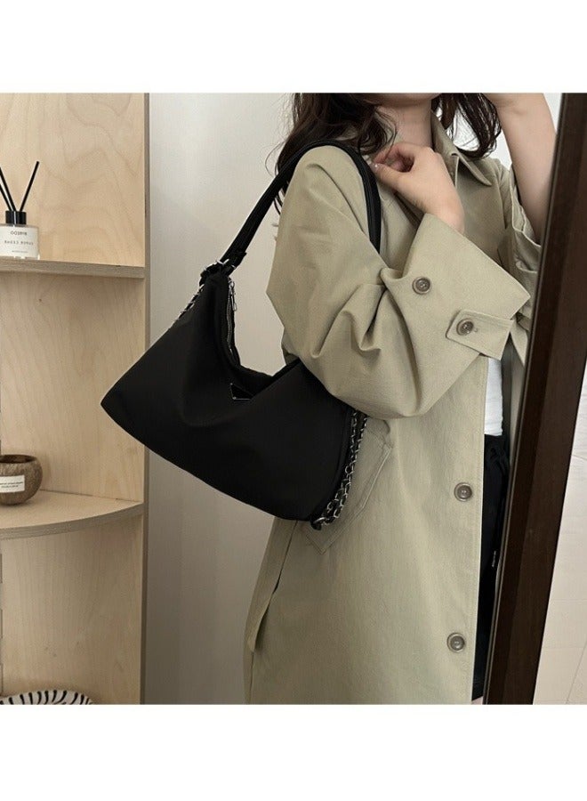 SHABILI Women's Versatile Black Shoulder Bag, Women's Large Capacity Nylon Handbag Tote Bags Clutch Bag, Daily Commuting Sling Bag Side Bag Carry Bag Satchel Bag Phone Bag for Girls， College Students - Image 3