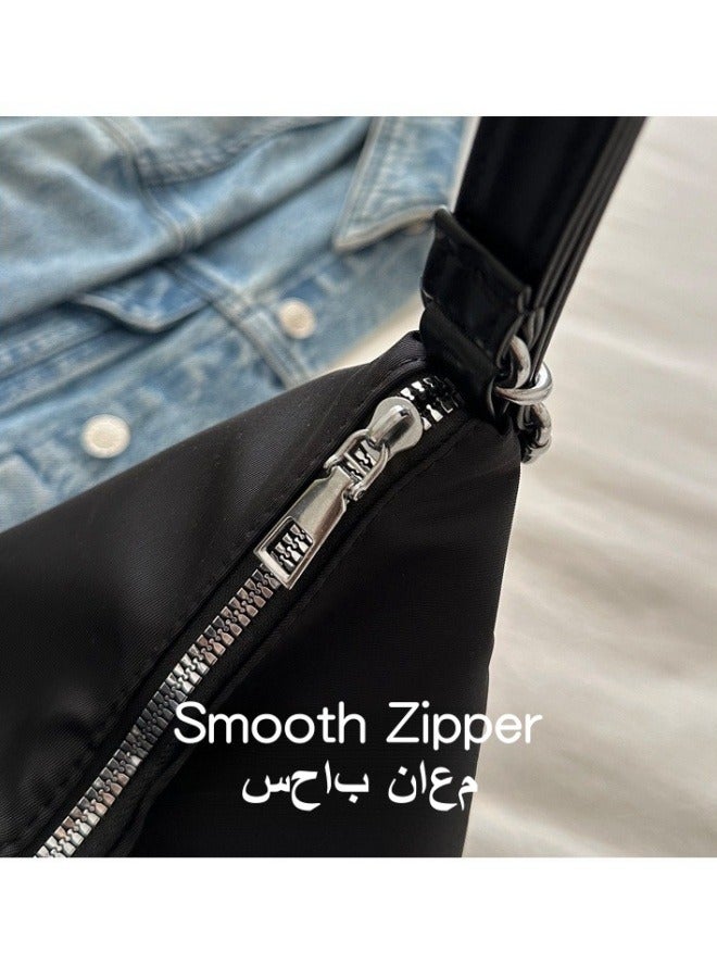 SHABILI Women's Versatile Black Shoulder Bag, Women's Large Capacity Nylon Handbag Tote Bags Clutch Bag, Daily Commuting Sling Bag Side Bag Carry Bag Satchel Bag Phone Bag for Girls， College Students - Image 4