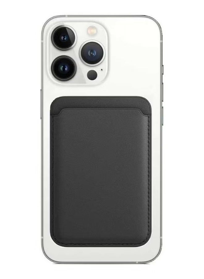 ELTRAZONE Strong Magnetic Card Holder Leather Wallet - for Apple iPhone 14 Pro Max/14 Plus/14 Pro/14/13 Pro Max/13 Pro/13/13 Mini/12 Max/12/12 Pro/12 Mini (Black) - Image 1