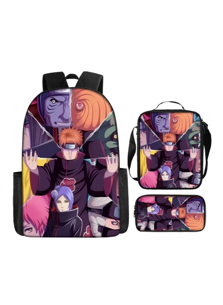 ناروتو على ظهره مقلمة حقيبة ثلاثة قطعة دعوى الرجال والنساء الترفيه الرياضة حقيبة السفر طالب حقيبة المدرسة - Image 1