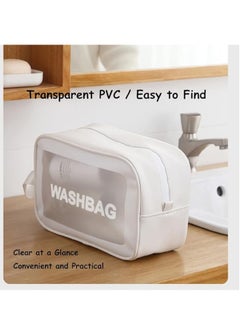 Spaceshoop Toiletry Bags 3Pcs Portable PVC for Women Men,Clear Makeup Bags Cosmetic Pouch Organizer Waterproof with Zipper Handle,Transparent Travel Large Storage Toiletries  - Image 3