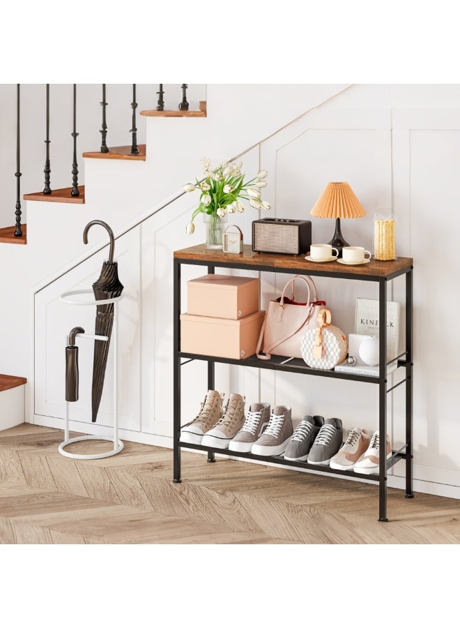 Uptyia Narrow Console Table, 3-Tier Entryway Table, Thin Sofa Table with Shelves, Side Table, Display Table, for Hallway, Entrance, Living Room, Bedroom - Image 3