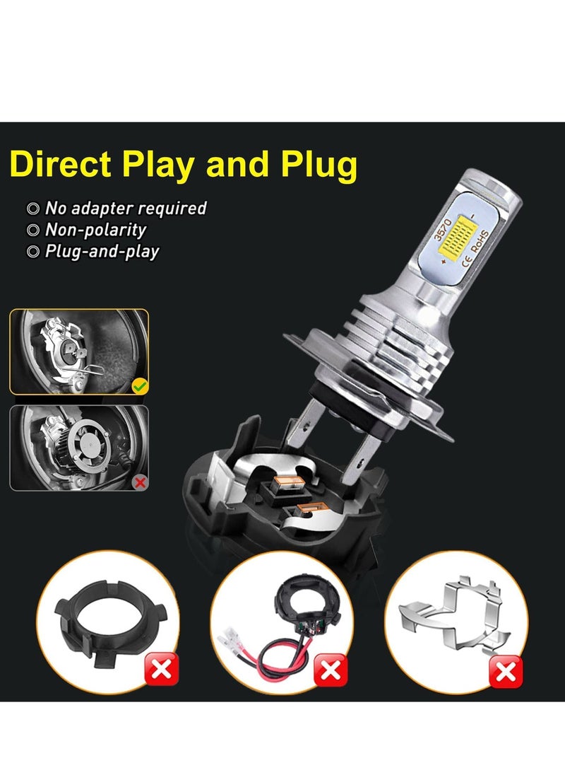 Excefore H7 LED Headlight Bulbs, 120W All Sides Emitting High Brightness LED Low Beam/High Beam, 4000 Lumens Bright LED Light, Quick Installation, LED Bulb for Car Fog Light Daytime Running  - Image 4