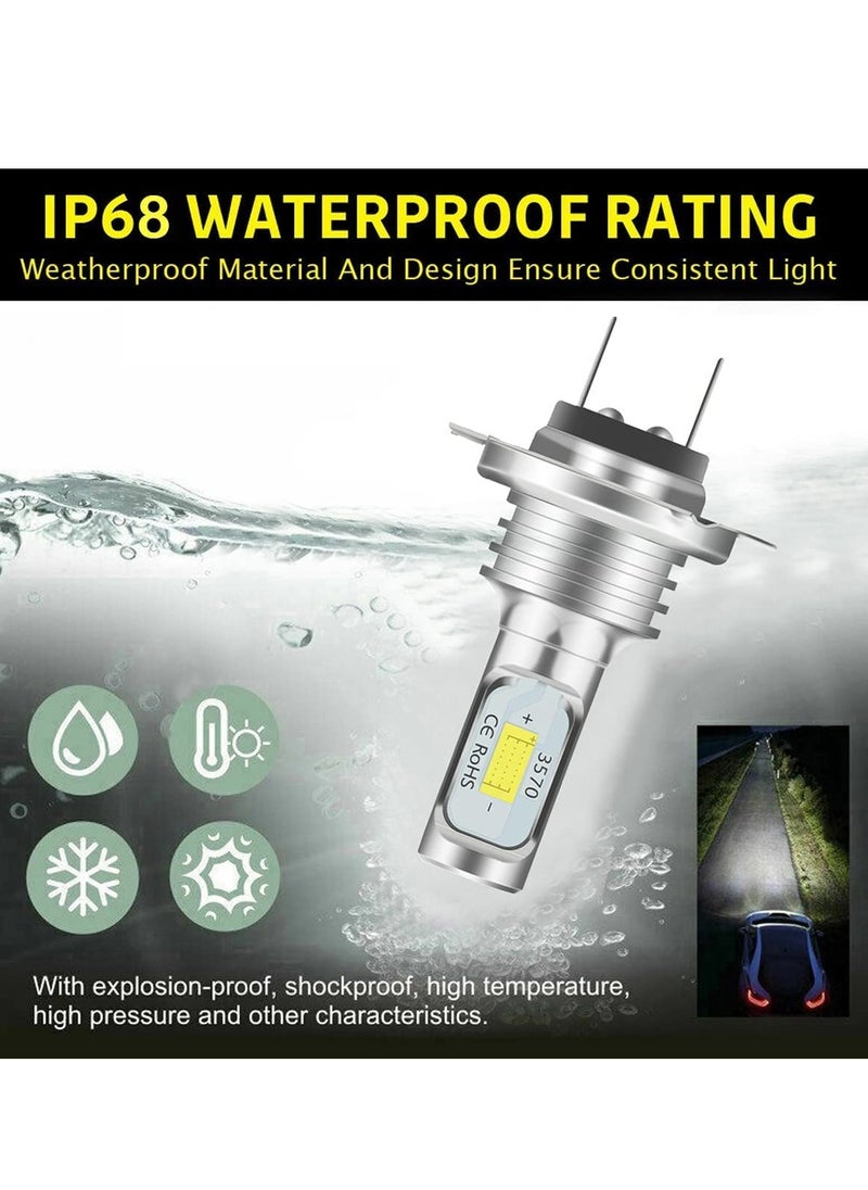 Excefore H7 LED Headlight Bulbs, 120W All Sides Emitting High Brightness LED Low Beam/High Beam, 4000 Lumens Bright LED Light, Quick Installation, LED Bulb for Car Fog Light Daytime Running  - Image 2