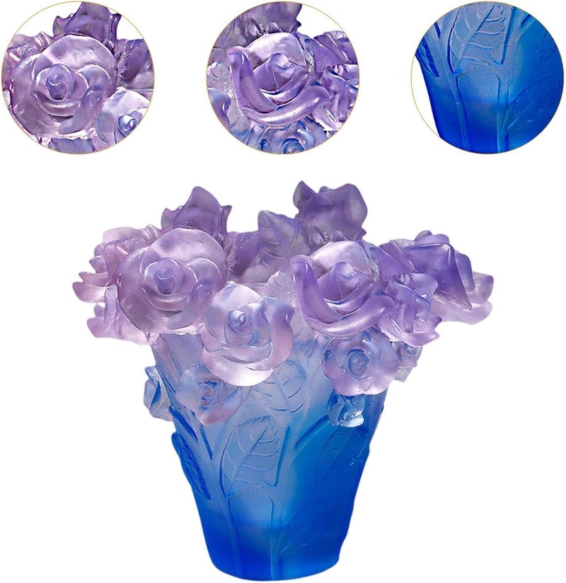 وعاء زجاجي لترتيب الزهور وحامل البخور، أزرق - Image 3