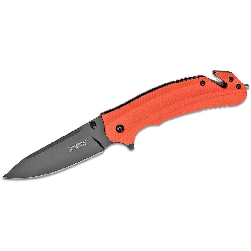Kershaw Barricade (8650) Multifunction Rescue Pocket Knife with 3.5 Inch Stainless Steel Blade; Features SpeedSafe Assisted Opening with Flipper, Glass Breaker Tip, Belt Cutter, and Pocketclip; 4.5 oz - Image 1