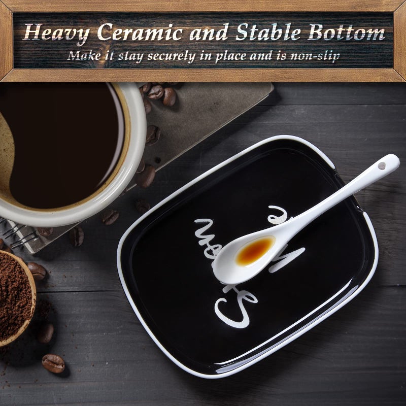 DAYYET Ceramic Spoon Rest For Stove Top  Dayyet Large Spoon Holder  Spoon Rest For Kitchen Counter  Heat-Resistant Cooking Utensil Rest  Black Kitchen Decor And Accessories - Image 5