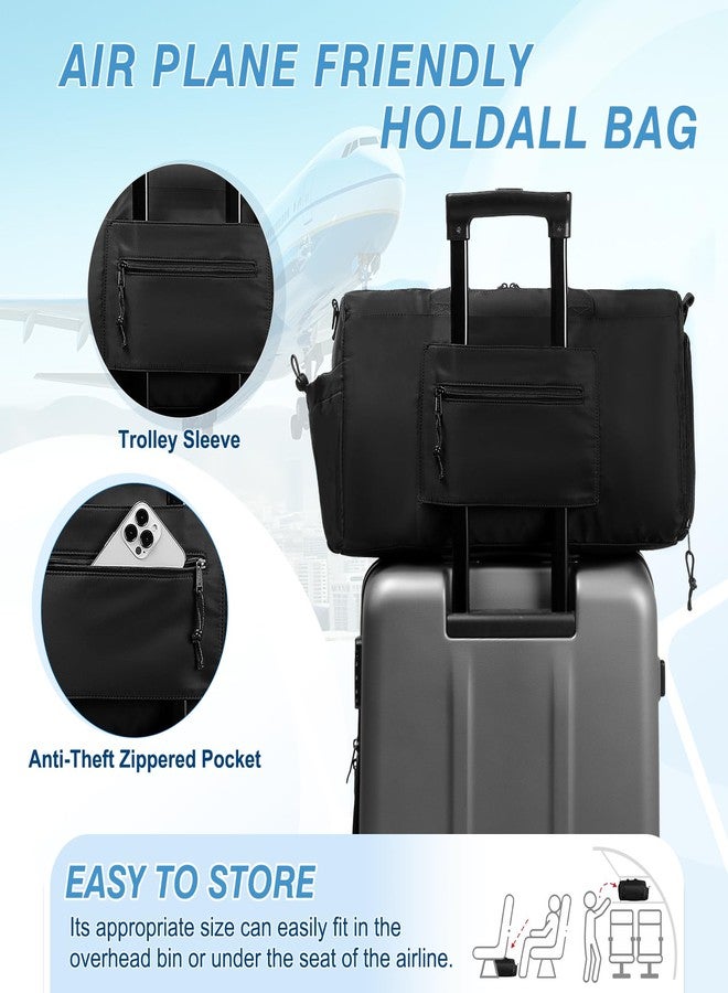 فاشي حقيبة رياضية، حقيبة سفر متوسطة الحجم من فاشي، مقاس 20 بوصة، مناسبة للرجال والنساء، مزودة بجيب للأحذية وغطاء للأمتعة، لون أسود - Image 5