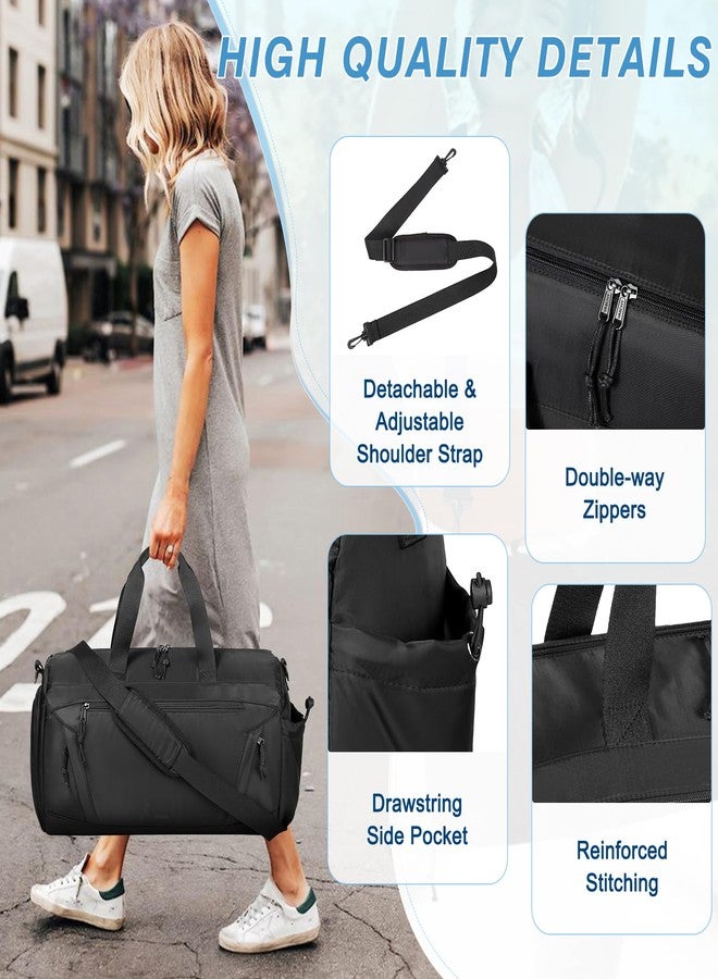 فاشي حقيبة رياضية، حقيبة سفر متوسطة الحجم من فاشي، مقاس 20 بوصة، مناسبة للرجال والنساء، مزودة بجيب للأحذية وغطاء للأمتعة، لون أسود - Image 2
