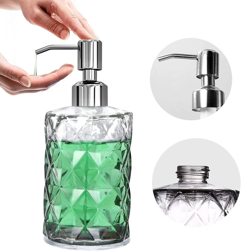 KRUPAVI Liquid Soap Dispenser Sanitizer Dispenser Lotion Shampoo Dispenser Glass Handwash Bottle for Kitchen Soap Dispenser for Wash Basin 340ML Clear - Image 1