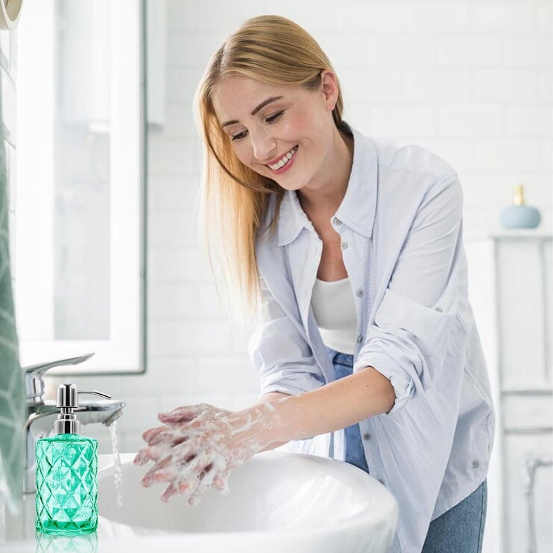 KRUPAVI Liquid Soap Dispenser Sanitizer Dispenser Lotion Shampoo Dispenser Glass Handwash Bottle for Kitchen Soap Dispenser for Wash Basin 340ML Clear - Image 5