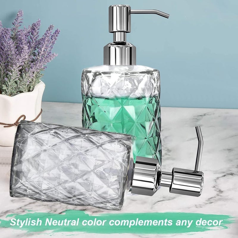 KRUPAVI Liquid Soap Dispenser Sanitizer Dispenser Lotion Shampoo Dispenser Glass Handwash Bottle for Kitchen Soap Dispenser for Wash Basin 340ML Clear - Image 4
