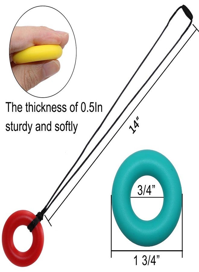 Atsky Sensory Chew Necklace for Kids and Adults, 5 Pack Silicone Chewy Toys, Oral Motor Aids Chew Pendant Chewable Toys for Boys and Girls with Autism, ADHD, Reduces Chewing Donut Multicolor - Image 4