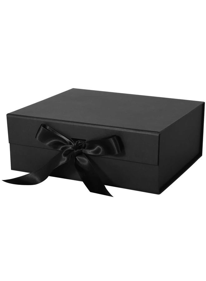 LFBOX Black Gift Box with Ribbon Magnetic Lids 10.2x9x3.74 in, Bridesmaid Groomsman Proposal Boxes, Wedding Graduation Storage Box 1 Pack - Image 1