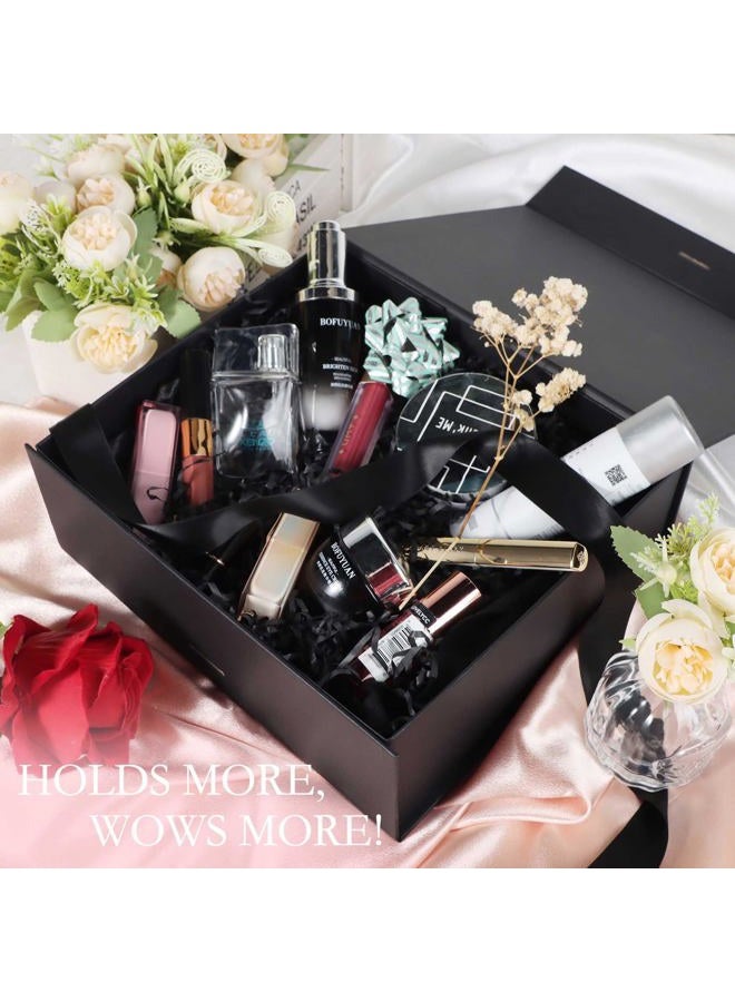 LFBOX Black Gift Box with Ribbon Magnetic Lids 10.2x9x3.74 in, Bridesmaid Groomsman Proposal Boxes, Wedding Graduation Storage Box 1 Pack - Image 5