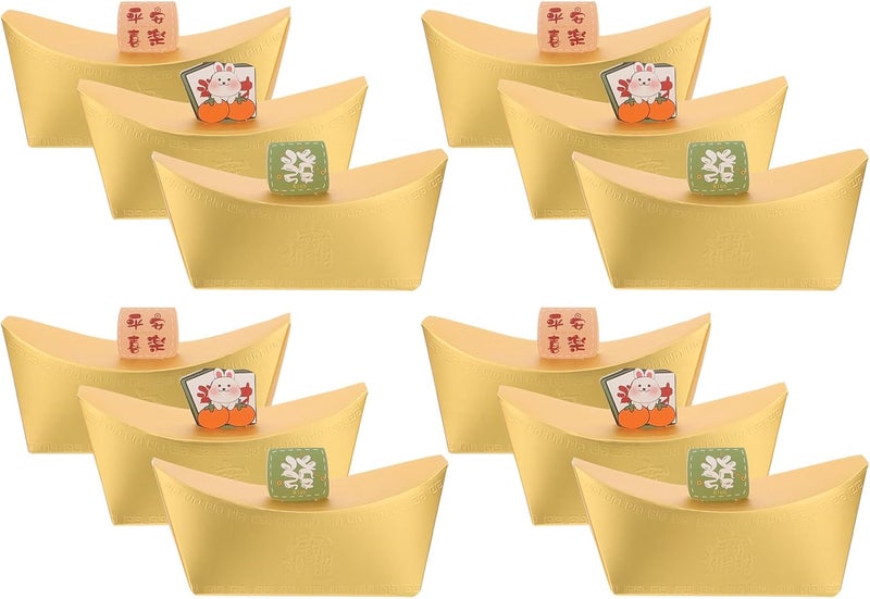 VICASKY Candy Boxes 12pcs Festival Wrapping Boxes with Chinese Blessings for Party Favors, Wedding Candy Holder Packaging, Creative Dessert Treat Containers - Image 1