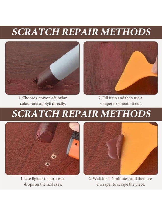 FASHION MANIA 5Pcs Wax Filler Wood Repair Sticks with Scraper, Laminate Worktop & Floor Repair Kit, for Wooden Furniture, Laminate Flooring, Tables, Doors, Guitars – Fix Scratches, Holes & Stains - Image 4