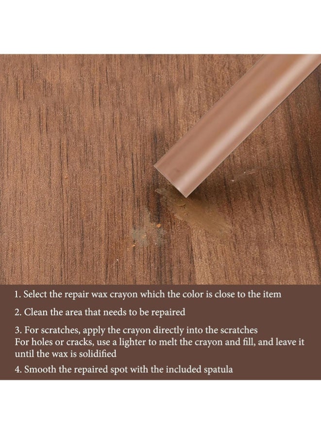 FASHION MANIA 5Pcs Wax Filler Wood Repair Sticks with Scraper, Laminate Worktop & Floor Repair Kit, for Wooden Furniture, Laminate Flooring, Tables, Doors, Guitars – Fix Scratches, Holes & Stains - Image 3