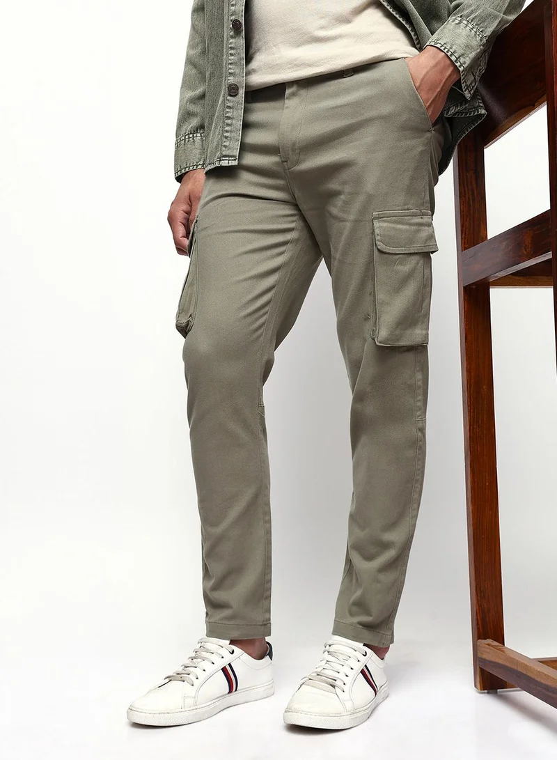 Men's Sage Cotton Blend Full Relaxed Cargo Trouser