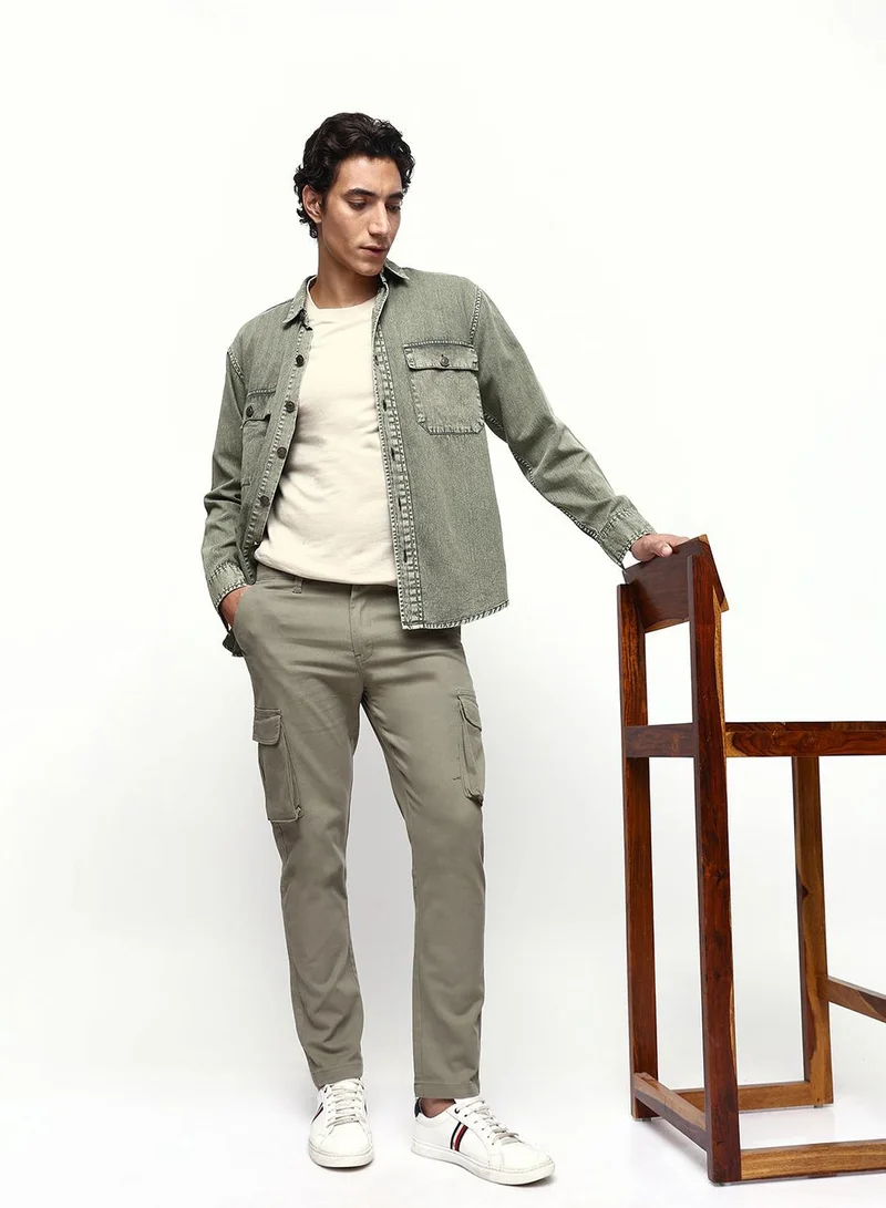 Dennis Lingo  Men's Sage Cotton Blend Full Relaxed Cargo Trouser for Men | Best Price UAE