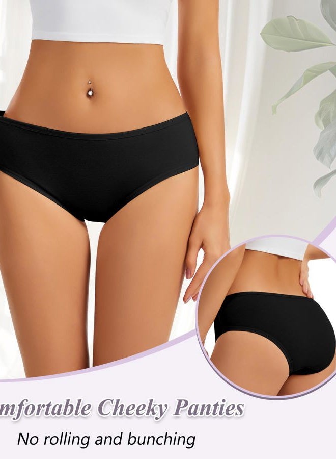 dmuveo Womens Cotton Underwear Hispter Soft Bikini Panties Breathable Stretch Low Rise Ladies Multipack, Black-6pack-1, S - Image 4