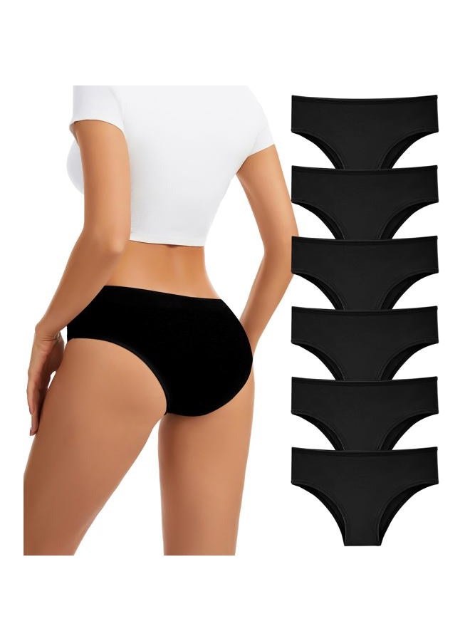 dmuveo Womens Cotton Underwear Hispter Soft Bikini Panties Breathable Stretch Low Rise Ladies Multipack, Black-6pack-1, S - Image 2