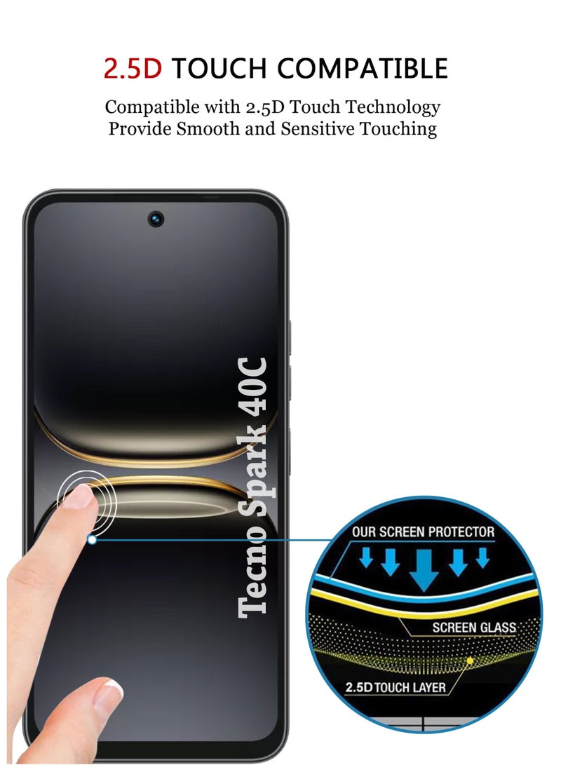 Tecno Spark 40C Screen Protector | Tempered Glass Compatible with Tecno Spark 40C| Screen Protector Full HD Quality Tempered Glass Anti-Scratch Edge to Edge Coverage with Easy Installation Kit - Black - Image 5