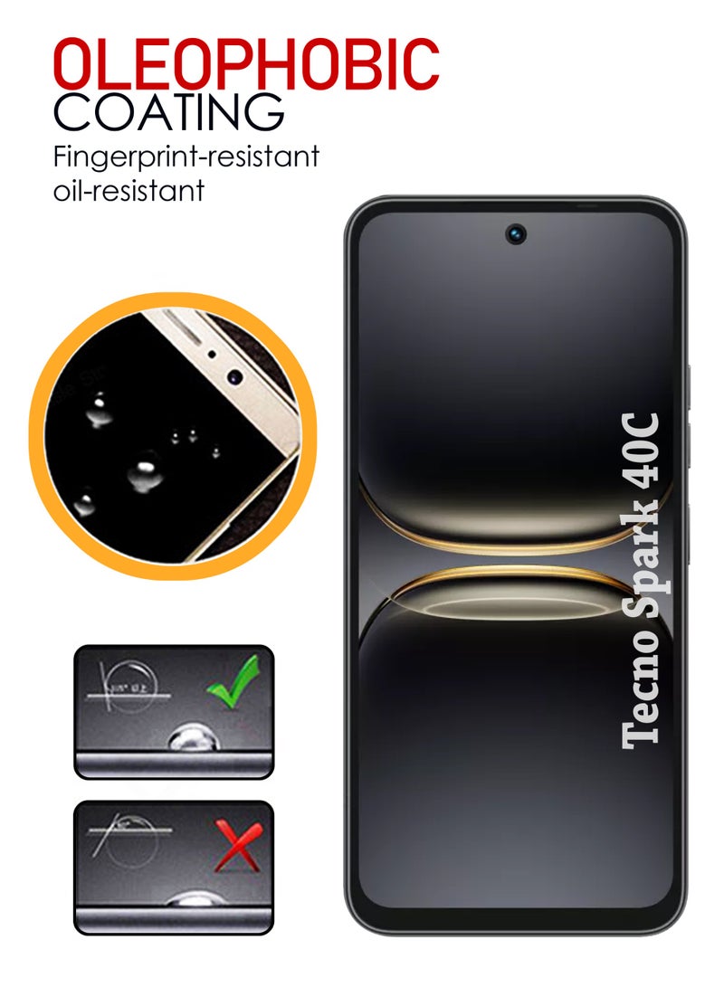 Tecno Spark 40C Screen Protector | Tempered Glass Compatible with Tecno Spark 40C| Screen Protector Full HD Quality Tempered Glass Anti-Scratch Edge to Edge Coverage with Easy Installation Kit - Black - Image 4