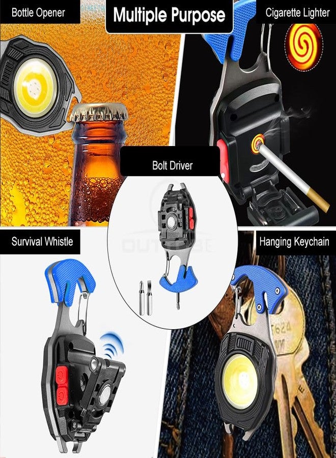CRAZYABBS LED Flashlight COB Keychain Led Light with Bottle Opener, Magnetic Base and Folding Bracket Night Light (Flashlights with Lighter) - Image 4