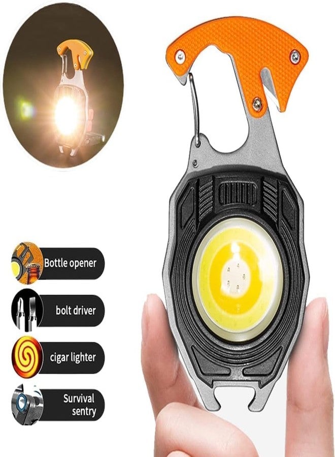 CRAZYABBS LED Flashlight COB Keychain Led Light with Bottle Opener, Magnetic Base and Folding Bracket Night Light (Flashlights with Lighter) - Image 2