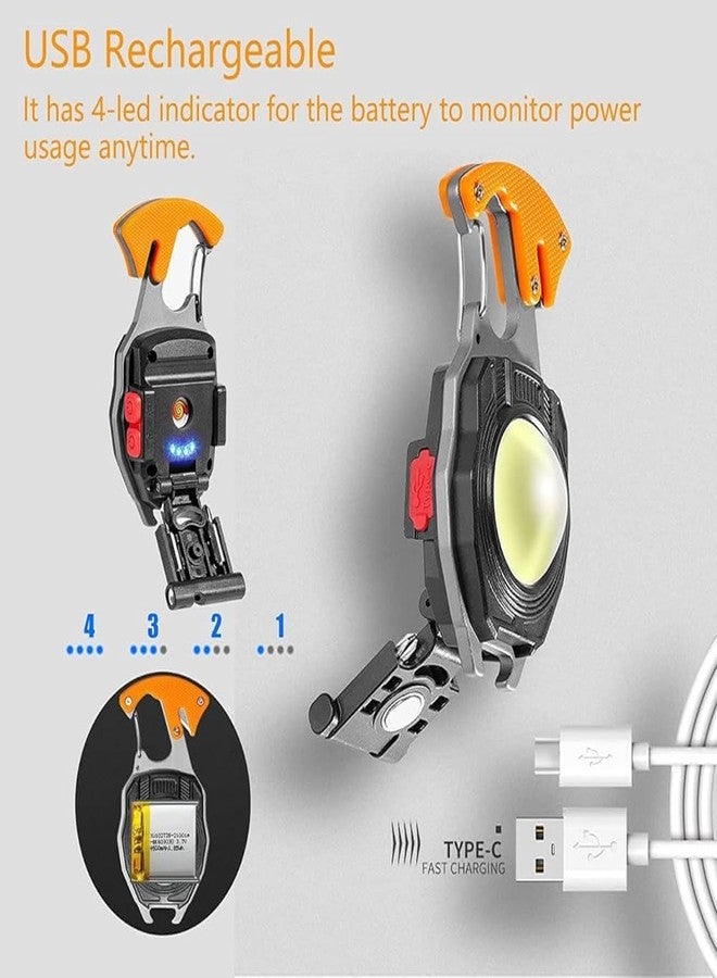 CRAZYABBS LED Flashlight COB Keychain Led Light with Bottle Opener, Magnetic Base and Folding Bracket Night Light (Flashlights with Lighter) - Image 5