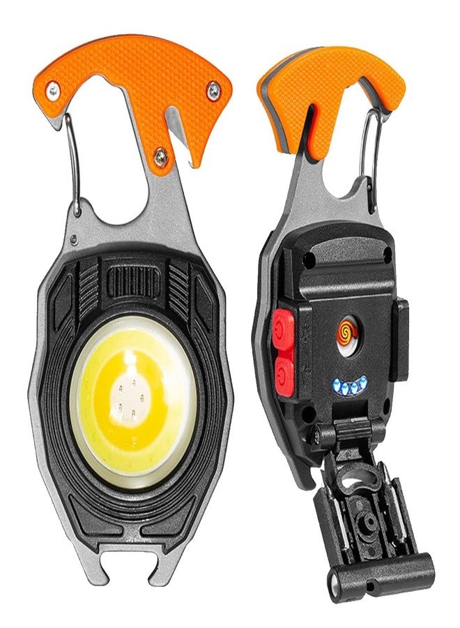 CRAZYABBS LED Flashlight COB Keychain Led Light with Bottle Opener, Magnetic Base and Folding Bracket Night Light (Flashlights with Lighter) - Image 1