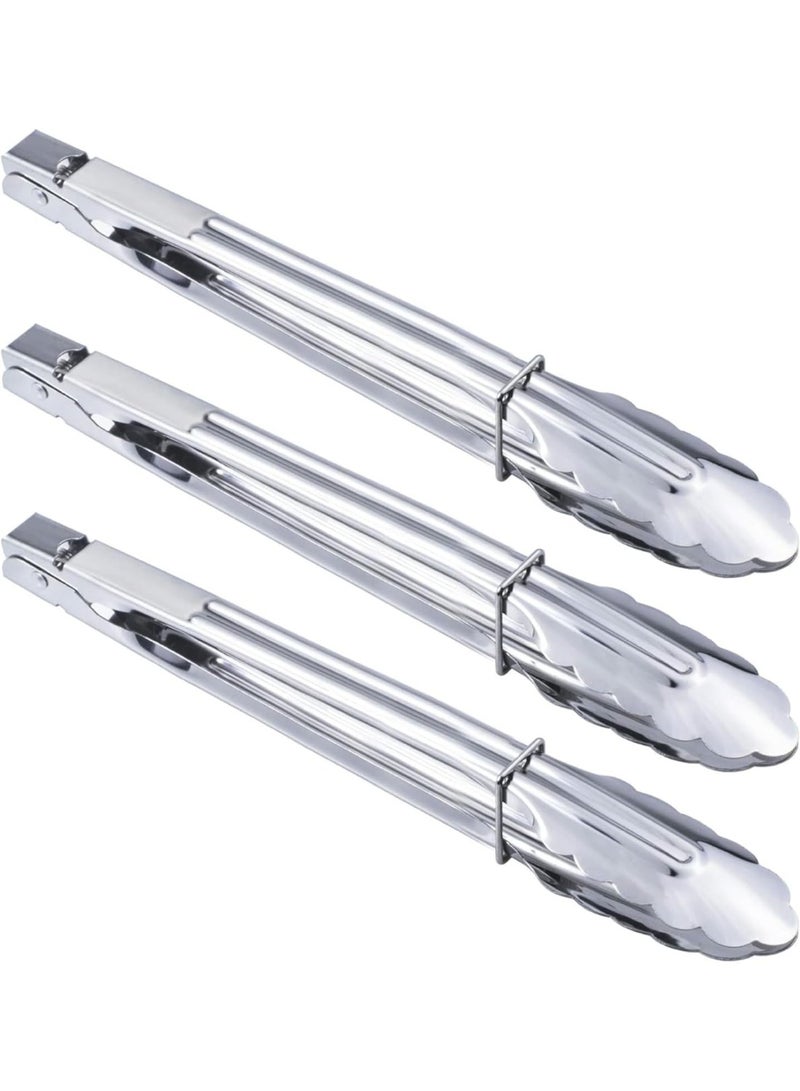 3-Piece Stainless Steel Kitchen Tongs Set (11", 9", 7") – Heavy-Duty BBQ, Grilling & Serving Tongs for Cooking, Salad, Appetizers & Camping – Heat Resistant, Non-Slip Grip, Dishwasher Safe - Image 1