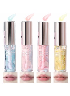 Crystal Lip Glow Oil Set Nourishing Tinted Hydrating Lip Oil Vegan Long Lasting Clear Lip Gloss Fruit Flavoured Lip Oil For Women