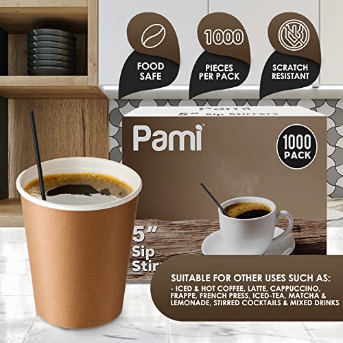 PAMI 1000 Red Stir Straws 5in Disposable Plastic Coffee Stirrers Swizzle Sticks for Cocktails, Hot & Cold Beverages (Black One Size) - Image 5