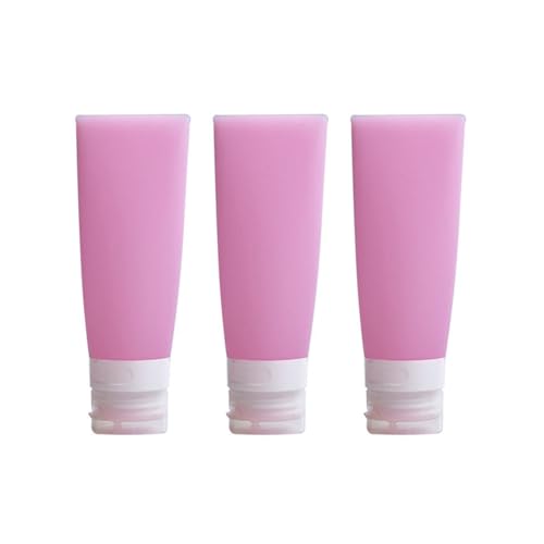 SYBL 3PCS Empty Refillable Pink Soft Silicon Squeeze Tube Portable Travel Bottle Cosmetic Containers Storage Holder For Cream Lotion Facial Cleaner Shampoo Shower Gel Toiletries - Image 1