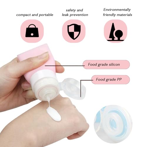 SYBL 3PCS Empty Refillable Pink Soft Silicon Squeeze Tube Portable Travel Bottle Cosmetic Containers Storage Holder For Cream Lotion Facial Cleaner Shampoo Shower Gel Toiletries - Image 5