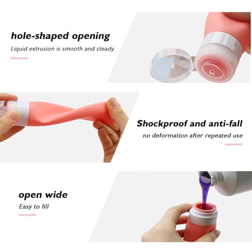 SYBL 3PCS Empty Refillable Pink Soft Silicon Squeeze Tube Portable Travel Bottle Cosmetic Containers Storage Holder For Cream Lotion Facial Cleaner Shampoo Shower Gel Toiletries - Image 4