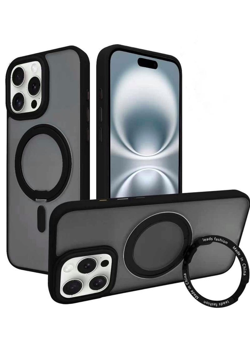 umbrella iPhone 16 Pro MagSafe Case with Magnetic Invisible Stand,【Full Shockproof Protection】Matte Back Phone Cover with Magnet Kickstand for Apple 16 Pro (black) - Image 1