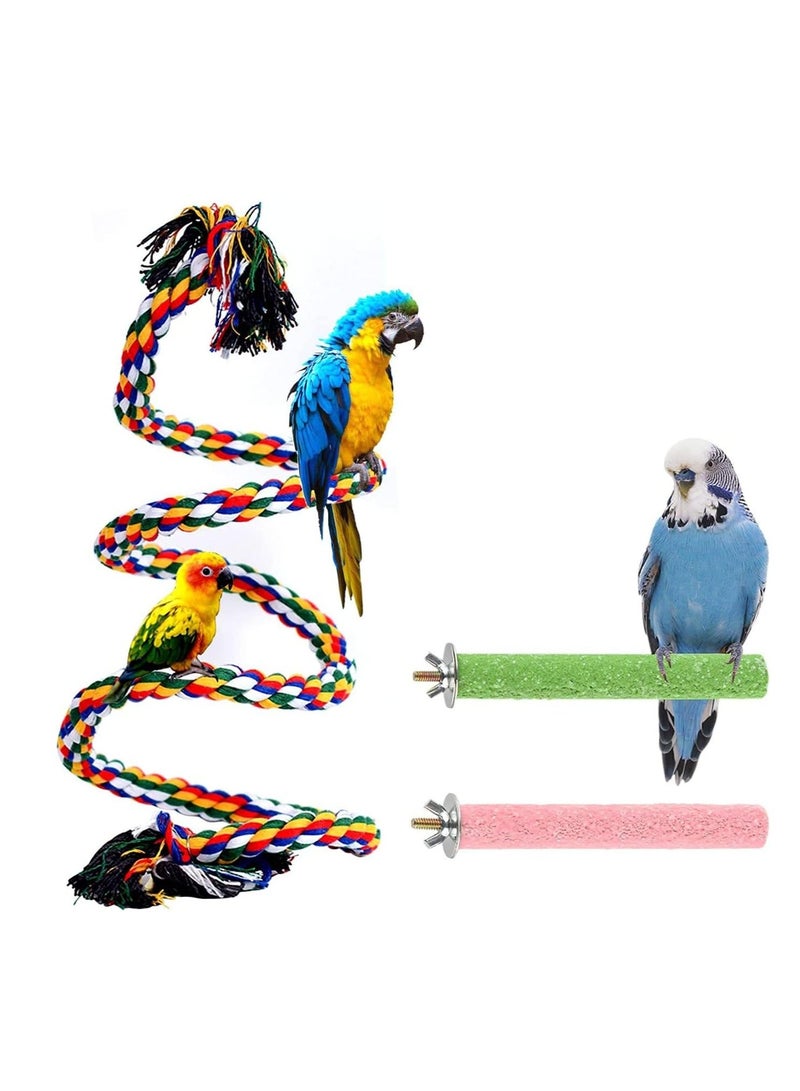 SYOSI Bird Perch Stand Bird Rope Perch Bird Toys 3 Pcs for Parakeets Cockatiels Conures Macaws Lovebirds Finches - Image 1