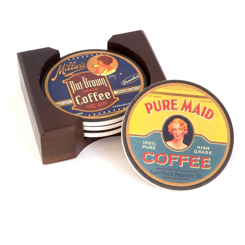 CoasterStone Coffee Labels Absorbent Coasters  Slightly Oversized at 4 25"" Width  Multicolor - Image 3
